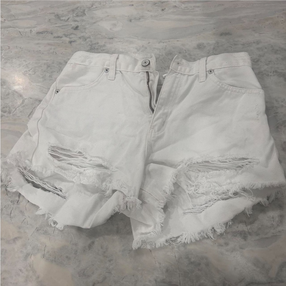 Just USA White Distressed Jean Shorts